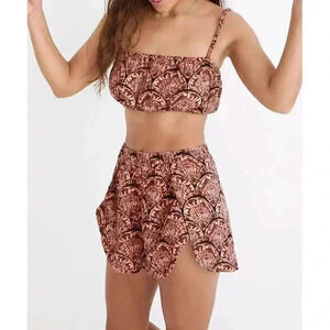 Madewell Lightestspun Cover-Up Shorts Painted Seashells‎ Size Large